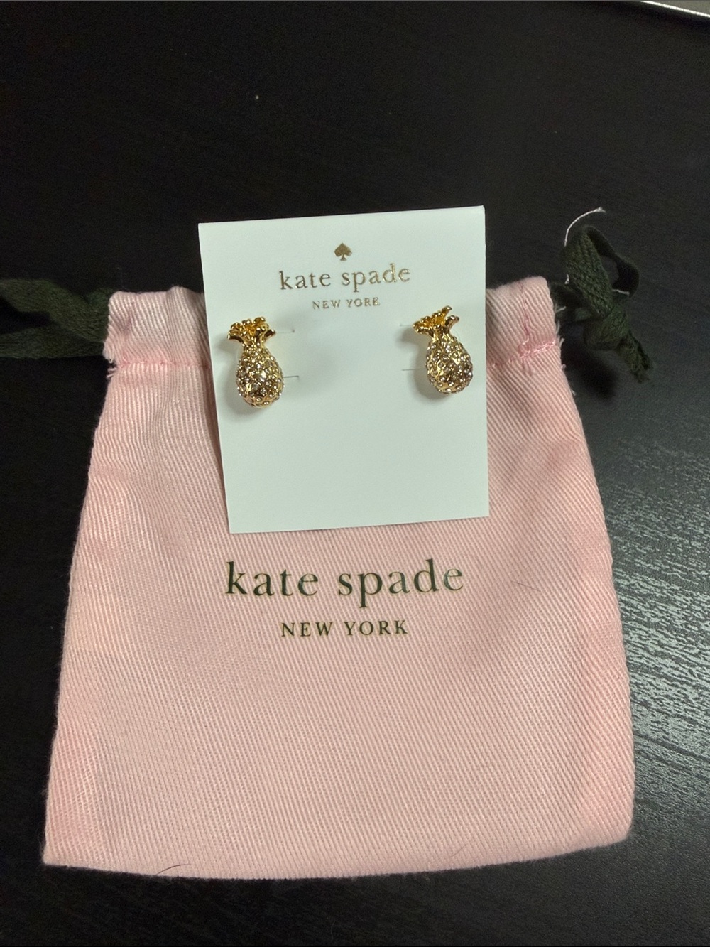 Kate Spade New York NWOT “By the Pool” Pave Pineapple Stud Earrings